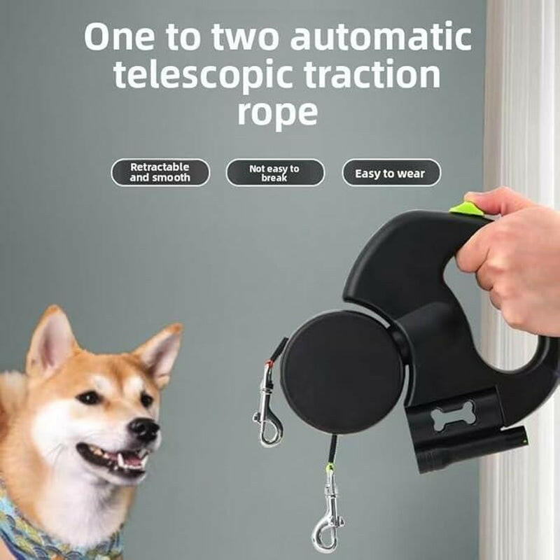 Tangle-Free Dual Dog Leash with 360° Swivel Head – for 2 Small to Medium Dogs (30 Lbs), 10Ft Retractable Leash, Lightweight Anti-Wear Handle, Dogaccessories,Puppy Essentials