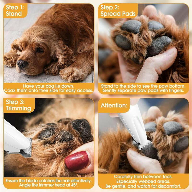 2025 New Pet Paw Trimmer 1Pack Rechargeable Quiet Hair Trimmer for Pets Professional Pet Grooming Kit - Cordless Waterproof Clippers with LED for Precision Trimming Ideal for Home Grooming Pet Hair