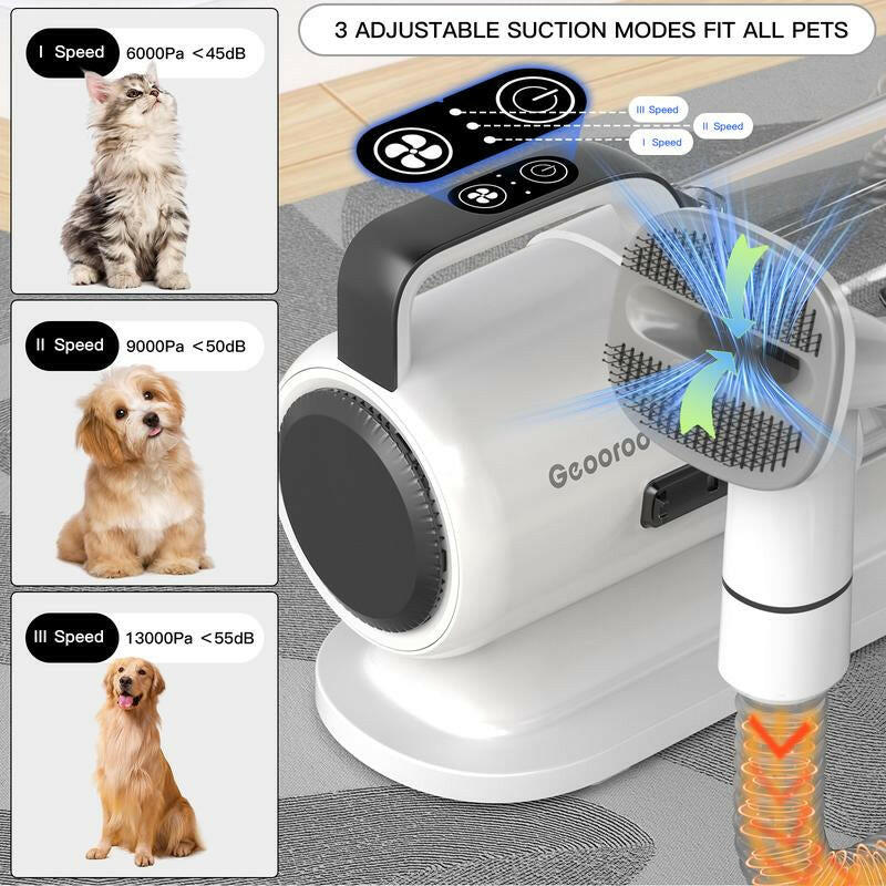 Geoorood Dog Grooming Vacuum Kit with 13000Pa Suction Power & 2.2L Dust Collection for Furry Animal Cleaning #Tiktokshopbacktoschool