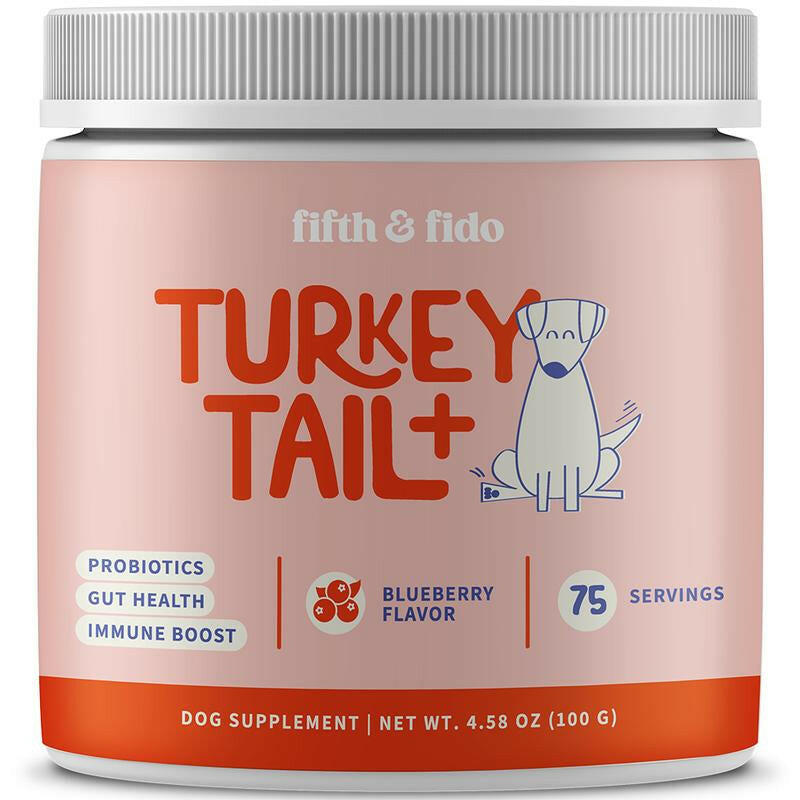 Fifth & Fido Turkey Tail+ - Dog Food Topper with Probiotics for Lipomas, Immune Support & Gut Health - 100 Servings - Bacon Flavor - Natural Allergy Relief - Supplements