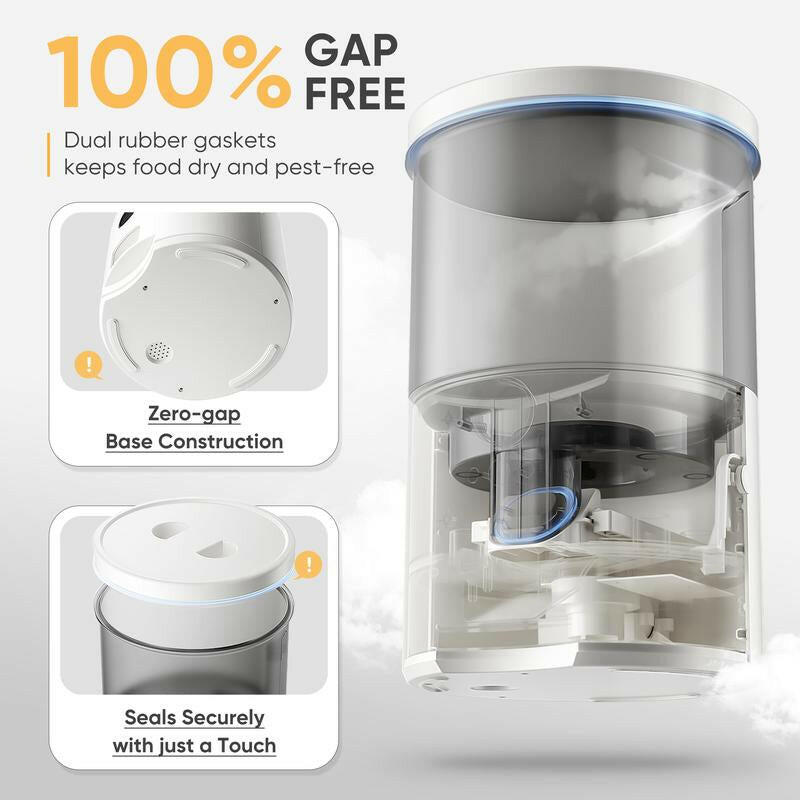 Warcat Smart Vacuum Pet Feeder with Camera, 4.5L Automatic Cat Feeder with Night Vision, 2.4G Wifi Pet Feeder with 2-Way Audio, Timed Feeding & APP Control, Dual Power Supply, Jam-Proof Dry Food Dispenser