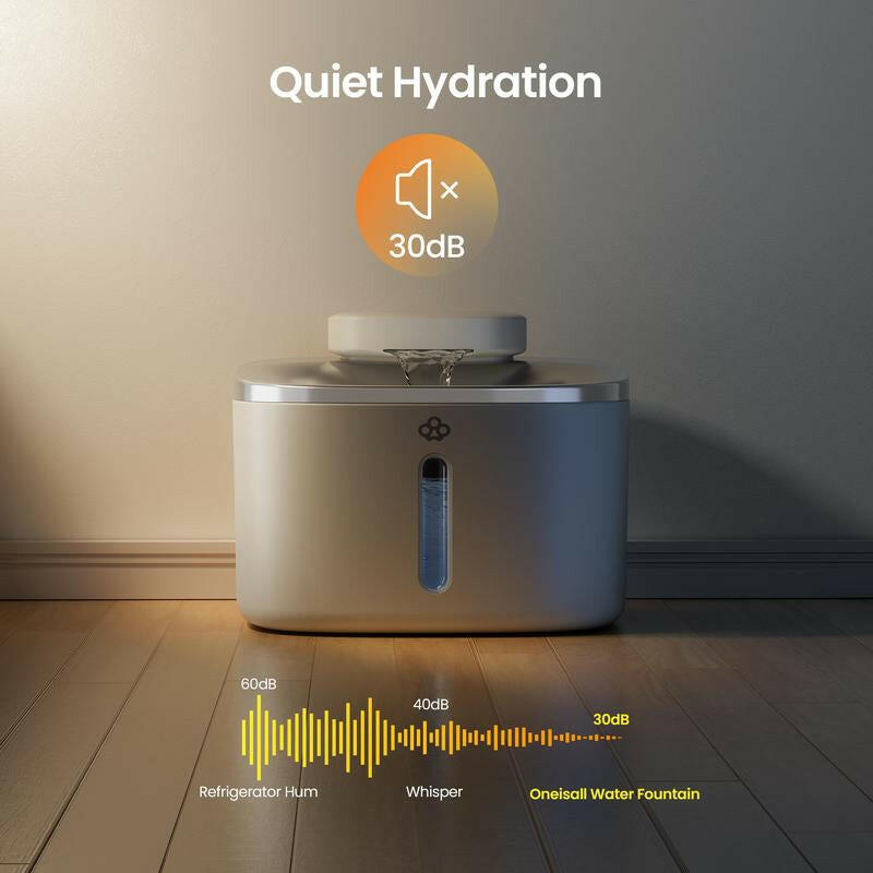 Oneisall Wireless & Stainless Steel Cat Water Fountain, 3.5L/118Oz Automatic Cat Water Fountain,304 Stainless Steel,Cordless & Rechargeable with Motion Sensor and Low Noise