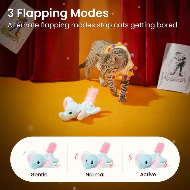 Potaroma Cat Toys Flapping Elephant, Interactive Realistic Kitten Toy Stuffed with Crinkle Paper Hangable Design for Bored Indoor Cats 6.3 Inches