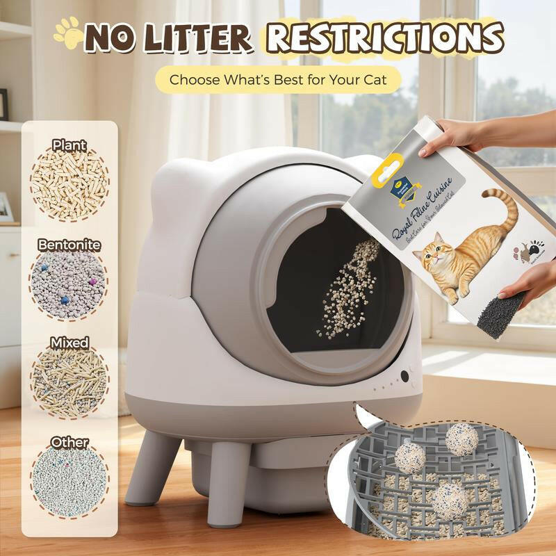 Warcat Self Cleaning Litter Box Large Capacity Automatic Litter Box with App Control, Odor Control, Auto Safety Sensors for Multiple Cats Low Noise Electric Litter Robot