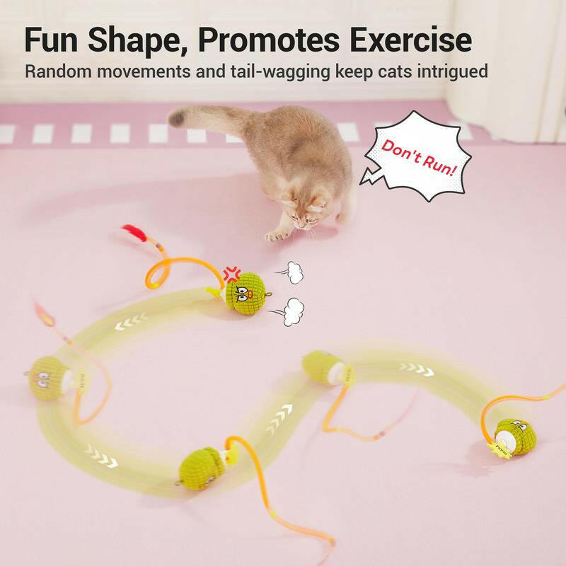 Potaroma Interactive Cat Toy with Motion Sensor, Chirping Sound – Funny Grenade Design with Mesh Tail, Rechargeable Smart Rolling Ball for Bored Indoor Kittens & Adult Cats 3 Inches