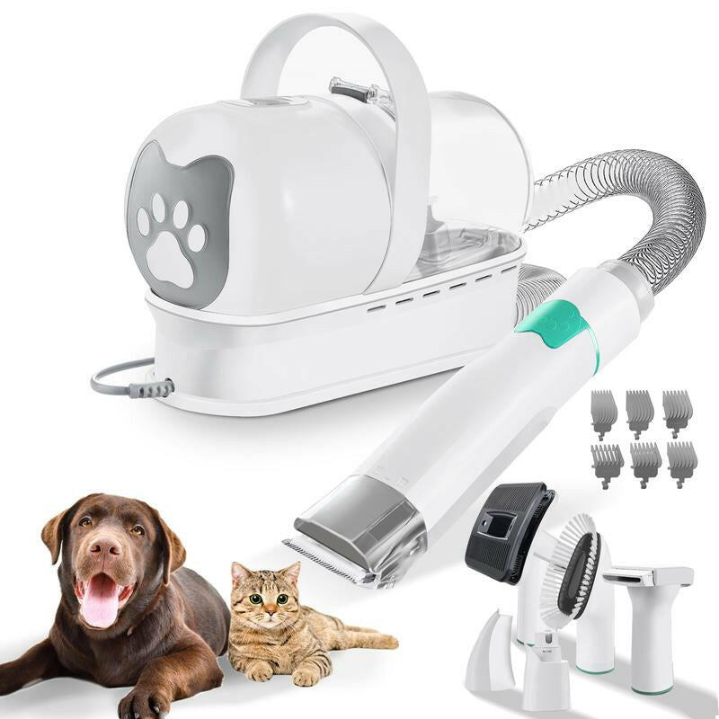 7-In-1 Pet Grooming Kit with Vacuum Function for Dogs Cats Low Noise Design Includes 6 Guide Combs for Precise Trimming