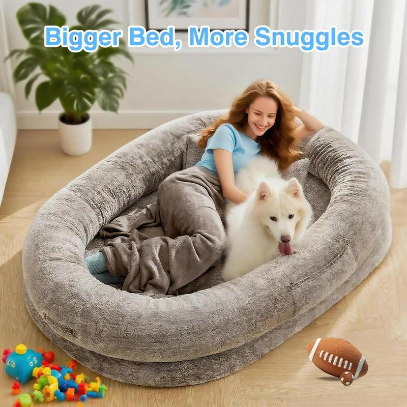 Extra Large Human Dog Bed for Adults & Pets – Cozy Faux Fur Lounger with Pillow & Blanket, Washable Orthopedic Sofa for Deep Sleep & Relaxation – Perfect Gift for Pet Lovers Tictok Shop Contemporary Easy Care Greensboro Furniture