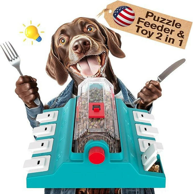 KADTC Paw-Activated Rolling Puzzle Game Toy Level 2 in 1 Treat Toys Capacity 16.4-14Oz Slow Feeder Adjustable Interactive Food Dispenser for Medium/Large Dogs Brain Mental Stimulation and Healthy Eating