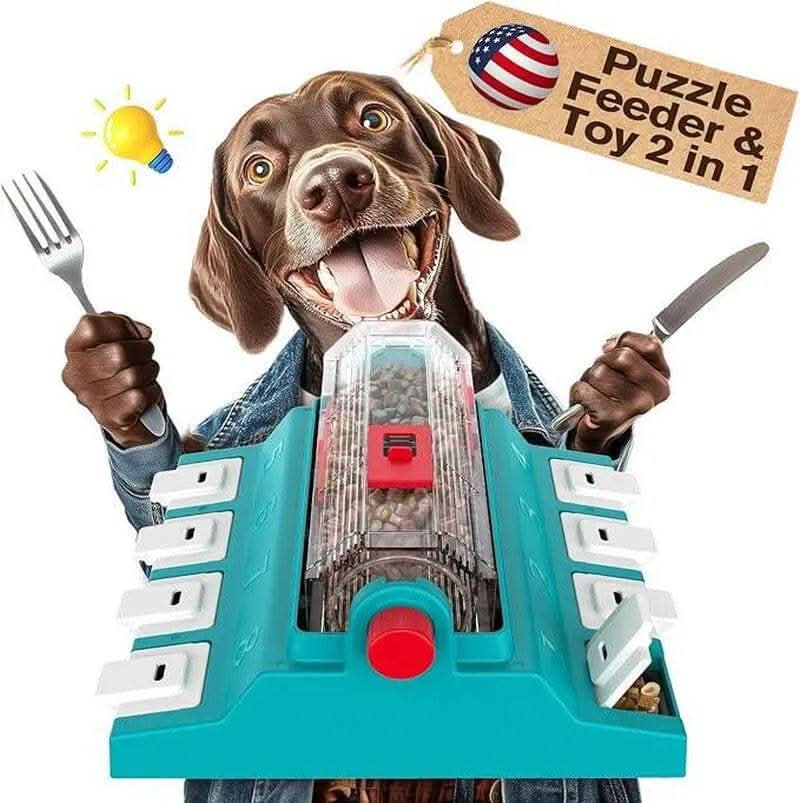 KADTC Paw-Activated Rolling Puzzle Game Toy Level 2 in 1 Treat Toys Capacity 16.4-14Oz Slow Feeder Adjustable Interactive Food Dispenser for Medium/Large Dogs Brain Mental Stimulation and Healthy Eating