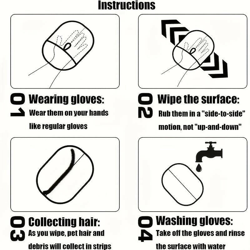 Gloves for Removing Pet Hair and Fluff - Featuring a Dual Brush Design, Specifically Designed for Cleaning Cat Hair, Reusable, Enhancing Comfort and Cleanliness in Your Home