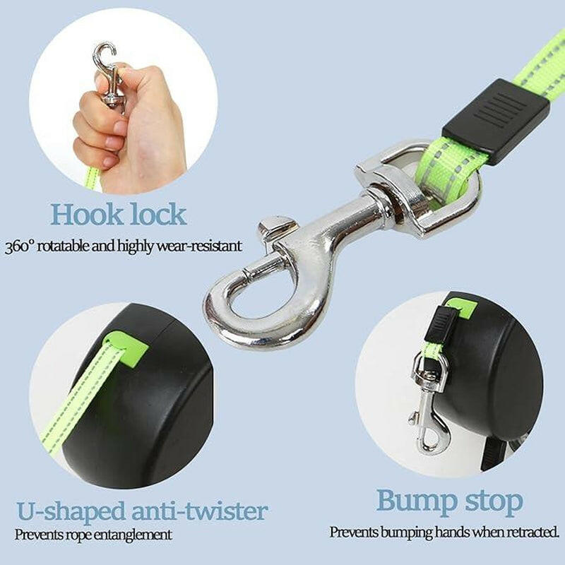 Tangle-Free Dual Dog Leash with 360° Swivel Head – for 2 Small to Medium Dogs (30 Lbs), 10Ft Retractable Leash, Lightweight Anti-Wear Handle, Dogaccessories,Puppy Essentials