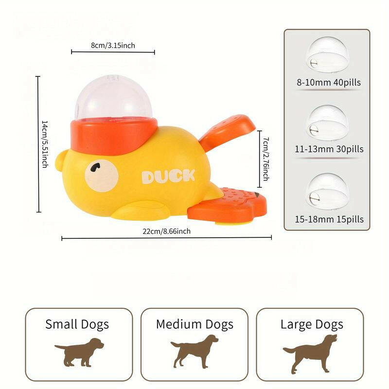 Interactive Duck-Shaped Pet Feeder Toy for Dogs & Cats - Durable Plastic Puzzle Feeder with Orange Beak Foot Design, Battery-Free