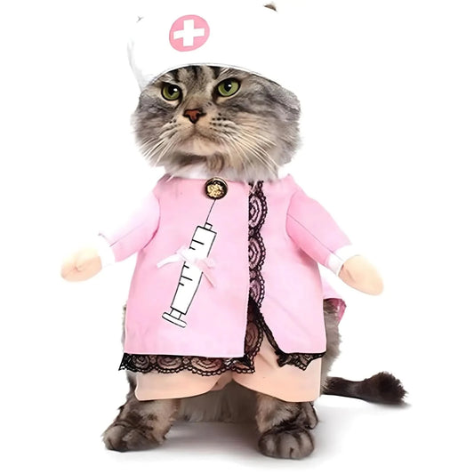 NACOCO Dog Cat Nurse Costume Pet Nurse Clothing Halloween Jeans Outfit Apparel (L) - Pets Best shop