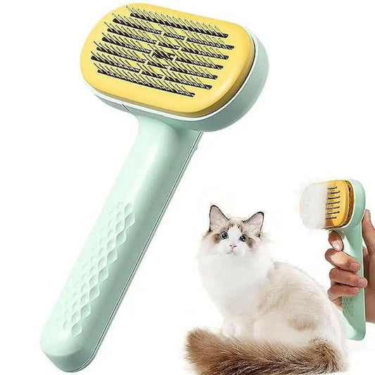 Cat Dod Pin Brush with Release Button,Cat Brush Pet Grooming Brush for Long&Short Haired Dogs Cats,Self Cleaning Slicker Brush Dog Hair Brush for Puppy Kitten Dog Massage and Removal of Loose Fur,Tangled Hair & Mats