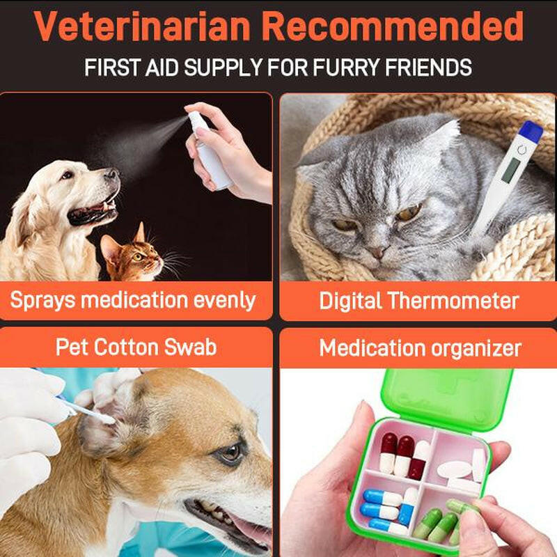 118PCS Dog & Cat First Aid Kit – Portable Pet Emergency Kit for Travel, Hiking, Camping, Outdoor Adventures & Car. Lightweight Compact Pet Medical Supplies for Wound Care, Safety & Survival – Ideal for Dogs, Cats & Small Pets