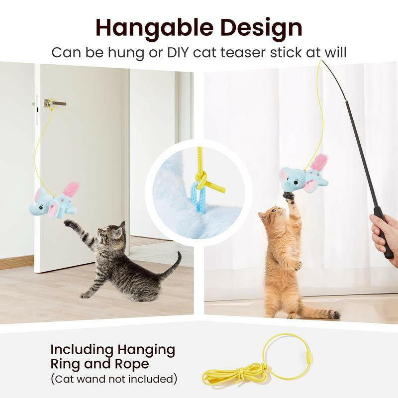 Potaroma Cat Toys Flapping Elephant, Interactive Realistic Kitten Toy Stuffed with Crinkle Paper Hangable Design for Bored Indoor Cats 6.3 Inches