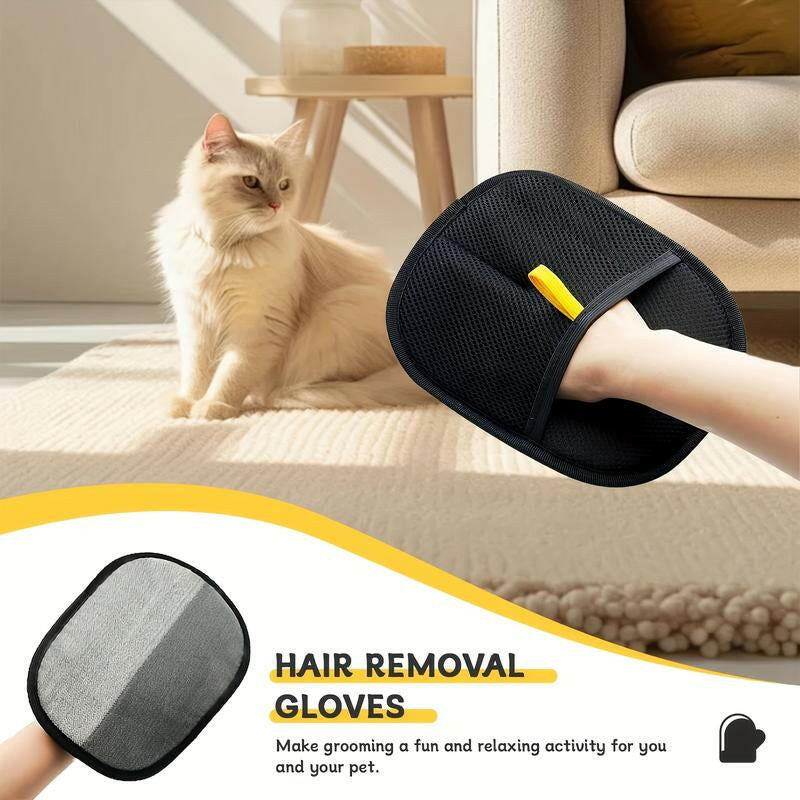 Gloves for Removing Pet Hair and Fluff - Featuring a Dual Brush Design, Specifically Designed for Cleaning Cat Hair, Reusable, Enhancing Comfort and Cleanliness in Your Home