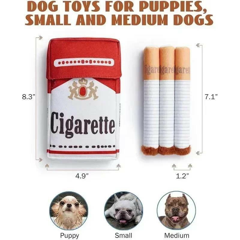 Fun Plush Interactive Cigarette Dog Toy - Chew-Friendly, Giggle Gift Box for Playful Dogs!