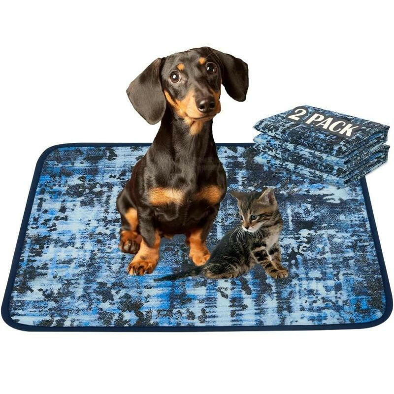 Qeils Super Absorbent Washable Pee Pads for Dogs 2 Pack Green Long Wool Mat Reusable Puppy Pads for Potty Training Outdoorfun Paws Unscented Eco-Friendly