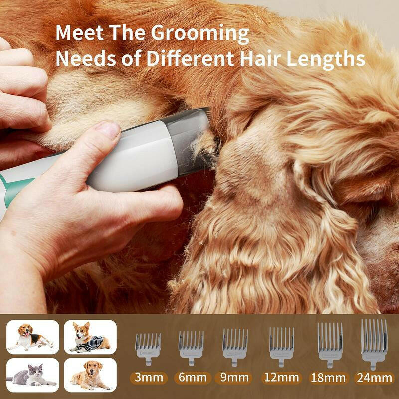 7-In-1 Pet Grooming Kit with Vacuum Function for Dogs Cats Low Noise Design Includes 6 Guide Combs for Precise Trimming
