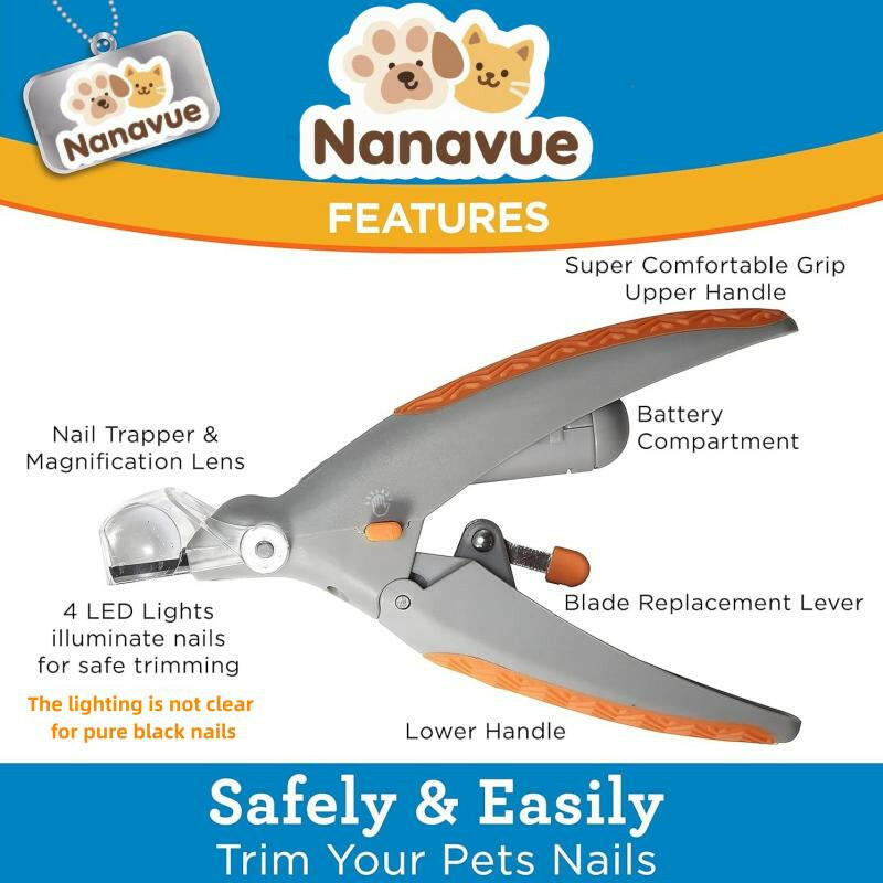 LED Light Pet Nail Clipper- Trimming Cats & Dogs Nails & Claws, 5X Magnification Trimmer, Scissor Safe, Vets Recommended Grooming Trimming Tool Pet