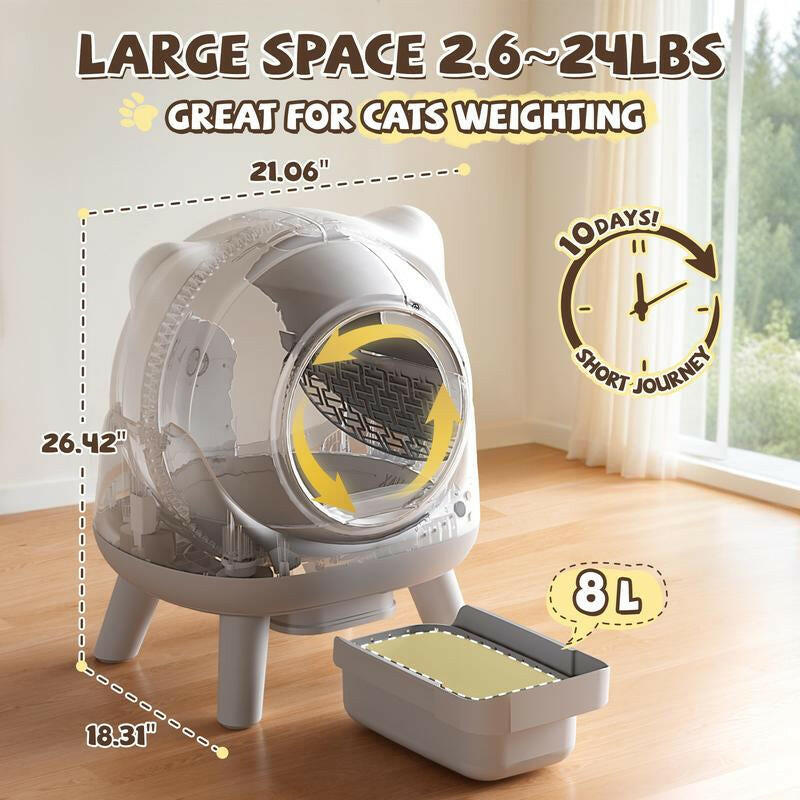 Warcat Self Cleaning Litter Box Large Capacity Automatic Litter Box with App Control, Odor Control, Auto Safety Sensors for Multiple Cats Low Noise Electric Litter Robot