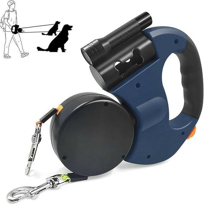 Tangle-Free Dual Dog Leash with 360° Swivel Head – for 2 Small to Medium Dogs (30 Lbs), 10Ft Retractable Leash, Lightweight Anti-Wear Handle, Dogaccessories,Puppy Essentials