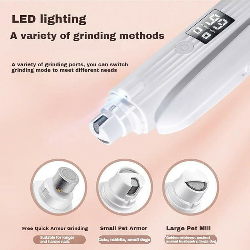 Nail Trimmer,Pet Nail Trimmer,Portable 2 in 1 Dog Cat Electric Nail Clipper with Light,Electric Pets Claw Trimmer,Nail Trimmer with Nail File.