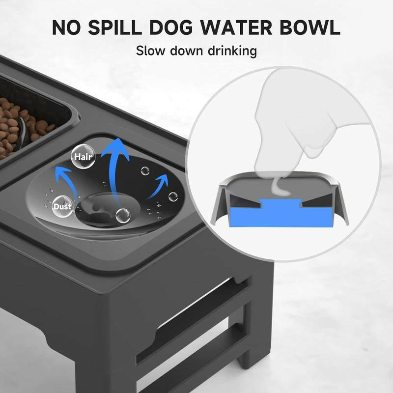ELS PET Elevated Dog Bowls, Adjustable Raised Dog Bowls