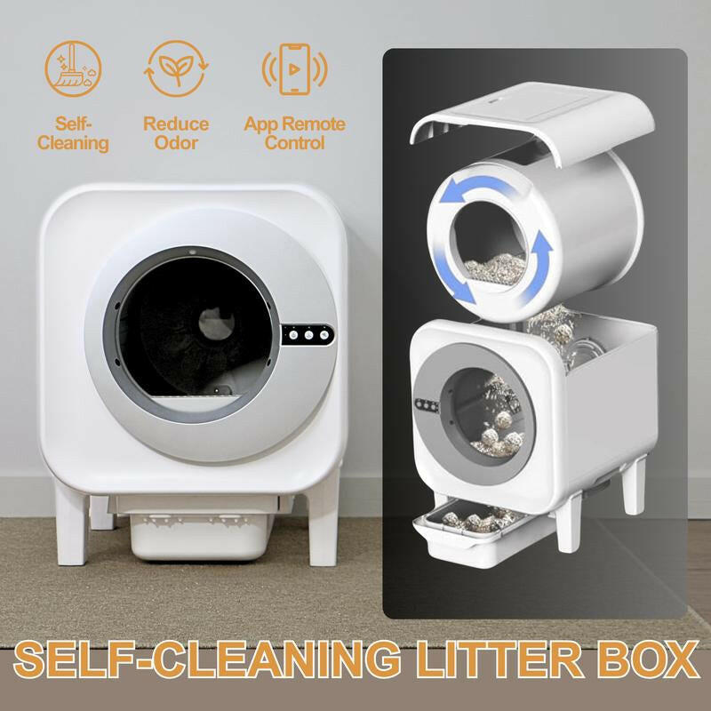 Furrbby Automatic Cat Litter Box, Self Cleaning Litterbox for Multiple Cats, with Safety Protection, App Control, Odor-Control, Liners Includes