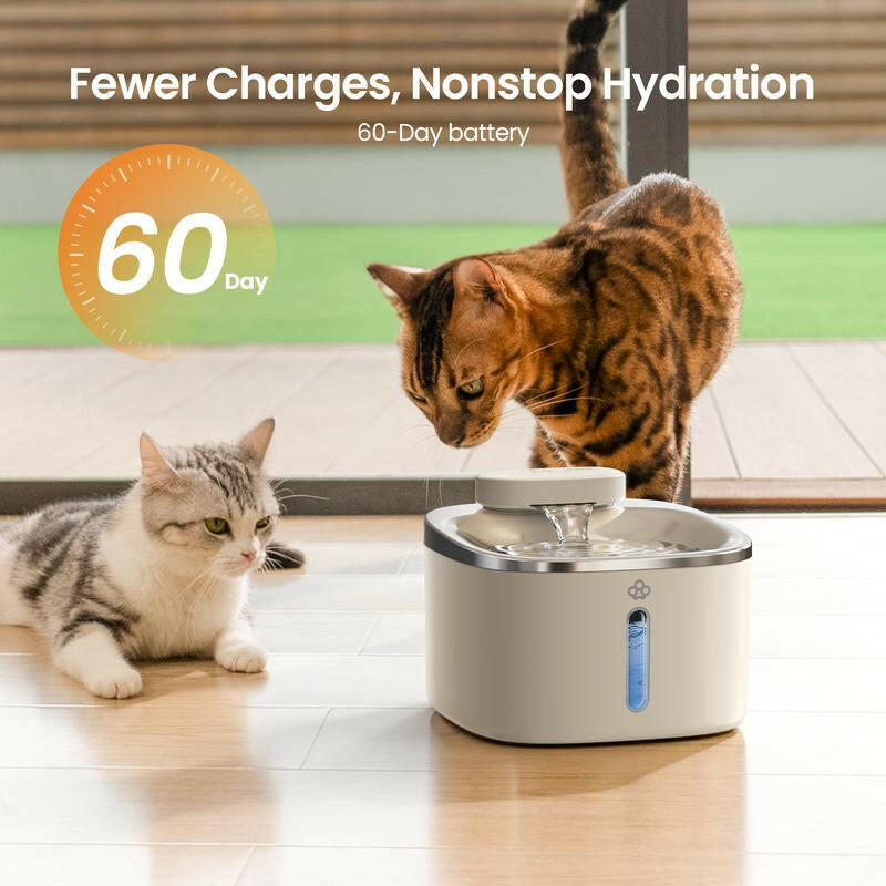 Oneisall Wireless & Stainless Steel Cat Water Fountain, 3.5L/118Oz Automatic Cat Water Fountain,304 Stainless Steel,Cordless & Rechargeable with Motion Sensor and Low Noise