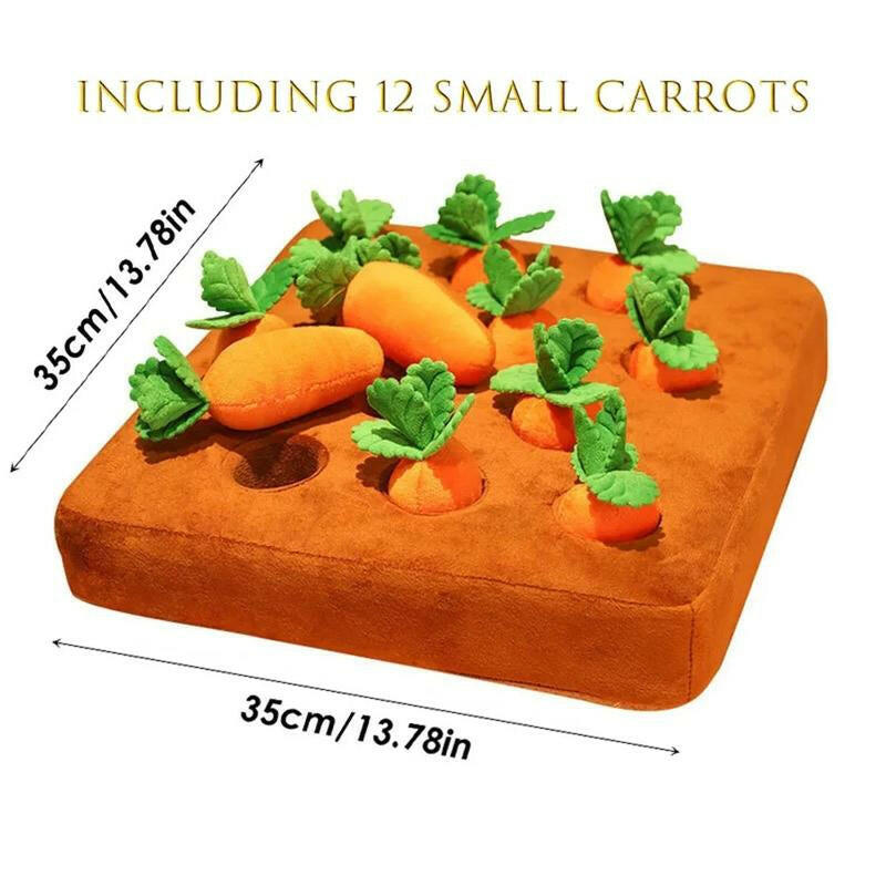 Interactive Dog Toys Carrot Snuffle Mat for Dogs Plush Puzzle Toy Non-Slip Nosework Feed Games Pet Stress Relief with 12 Carrots Outdoor Dog