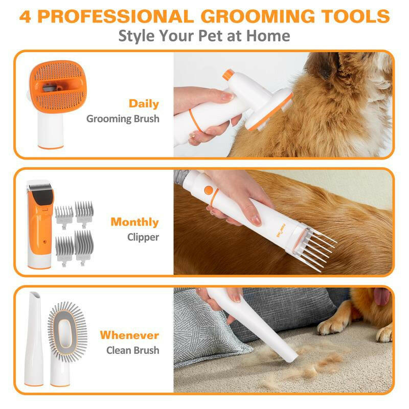PAWING Grooming Vacuum, Dog Vacuum Brush for Shedding Grooming, Dog Hair Vacuum Groomer, 5-In-1 Pet Grooming Kit for Cat Dog, Pet Products