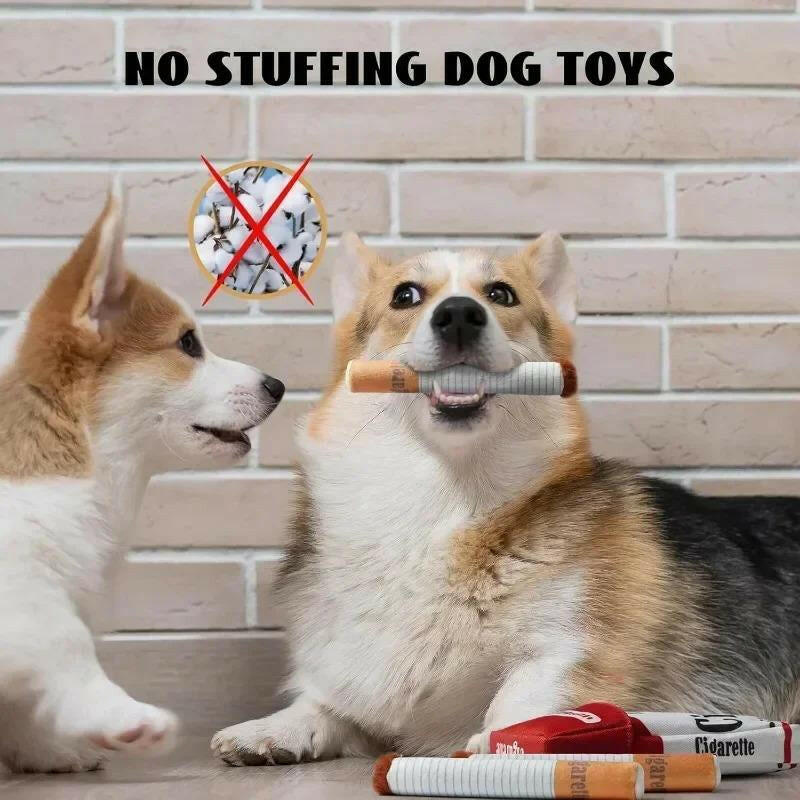 Fun Plush Interactive Cigarette Dog Toy - Chew-Friendly, Giggle Gift Box for Playful Dogs!