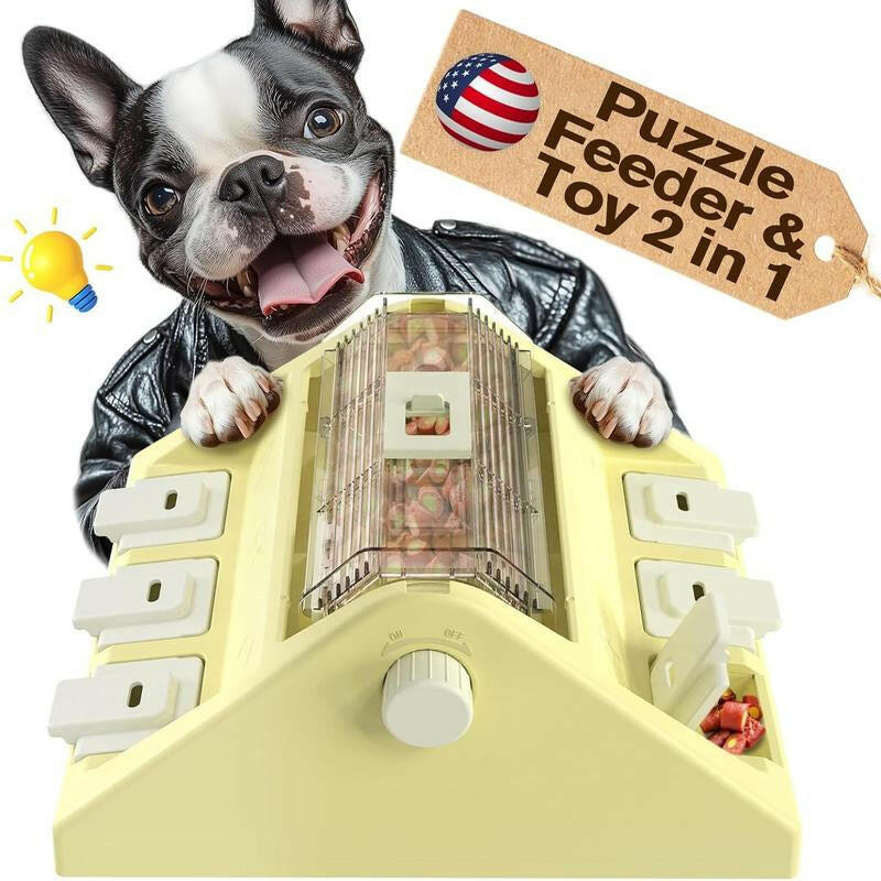 KADTC Paw-Activated Rolling Puzzle Game Toy Level 2 in 1 Treat Toys Capacity 16.4-14Oz Slow Feeder Adjustable Interactive Food Dispenser for Medium/Large Dogs Brain Mental Stimulation and Healthy Eating