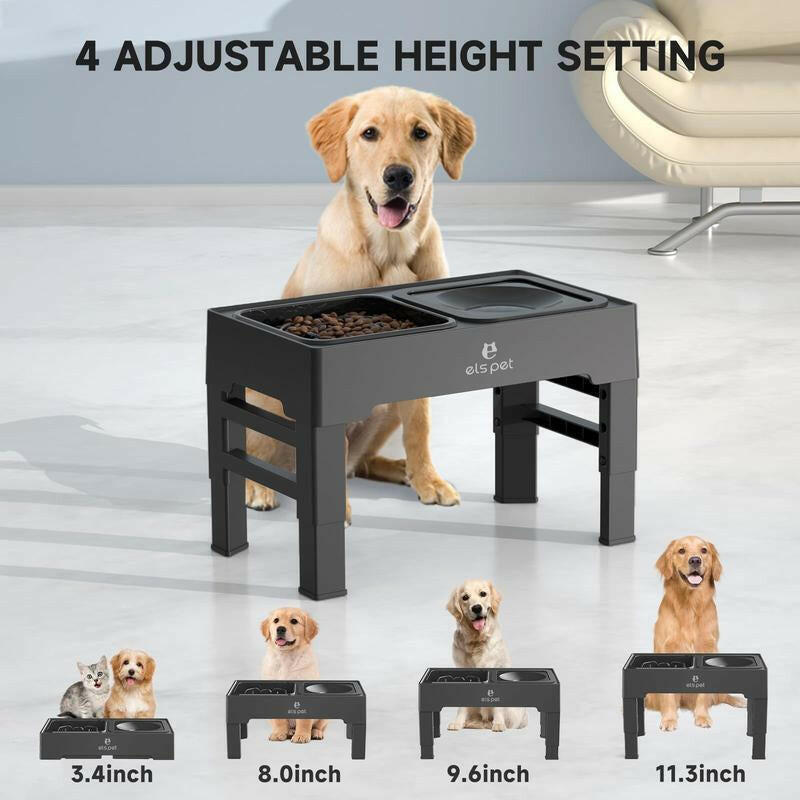 ELS PET Elevated Dog Bowls, Adjustable Raised Dog Bowls