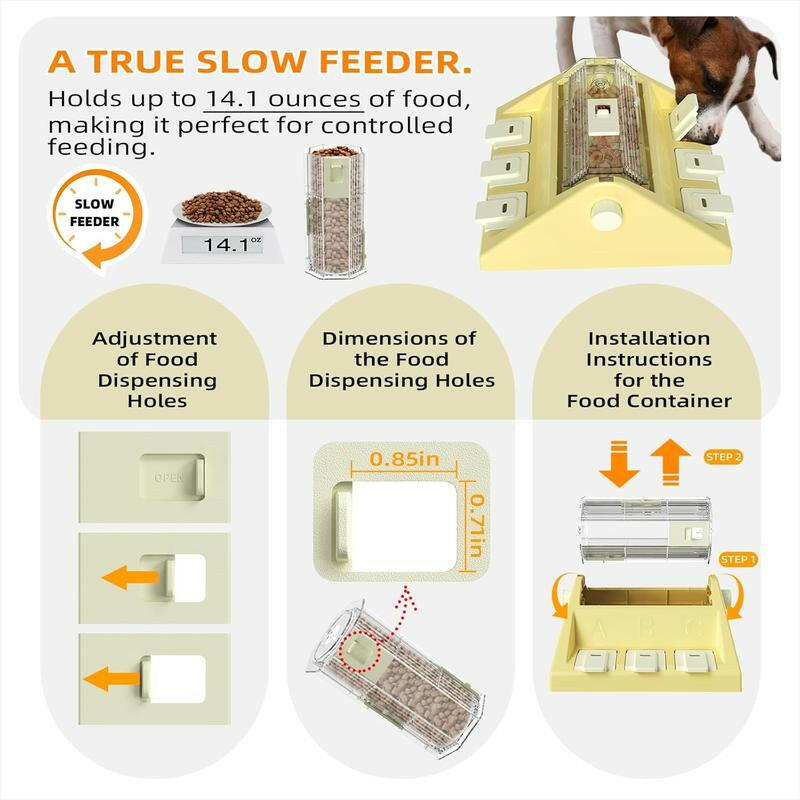 KADTC Paw-Activated Rolling Puzzle Game Toy Level 2 in 1 Treat Toys Capacity 16.4-14Oz Slow Feeder Adjustable Interactive Food Dispenser for Medium/Large Dogs Brain Mental Stimulation and Healthy Eating