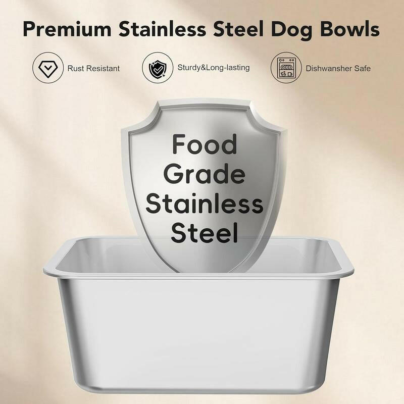 10L Stainless Steel Dog Water Bowl, No Spill Anti-Splash Dog Bowls with XXL Silicone Mat, Spill-Proof Slow Feeder for Messy Drinkers, Heavy Duty Pet Bowls for Indoor/Outdoor Use