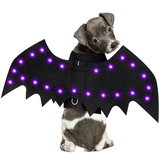 Yoochee Light Up Dog Halloween Costume Halloween Dog Bat Wings Costume with 16 Purple Lights Funny Dog Costumes Halloween for Small Medium Large Dogs Cats Pet Costume Cosplay for Party(Small) - Pets Best shop