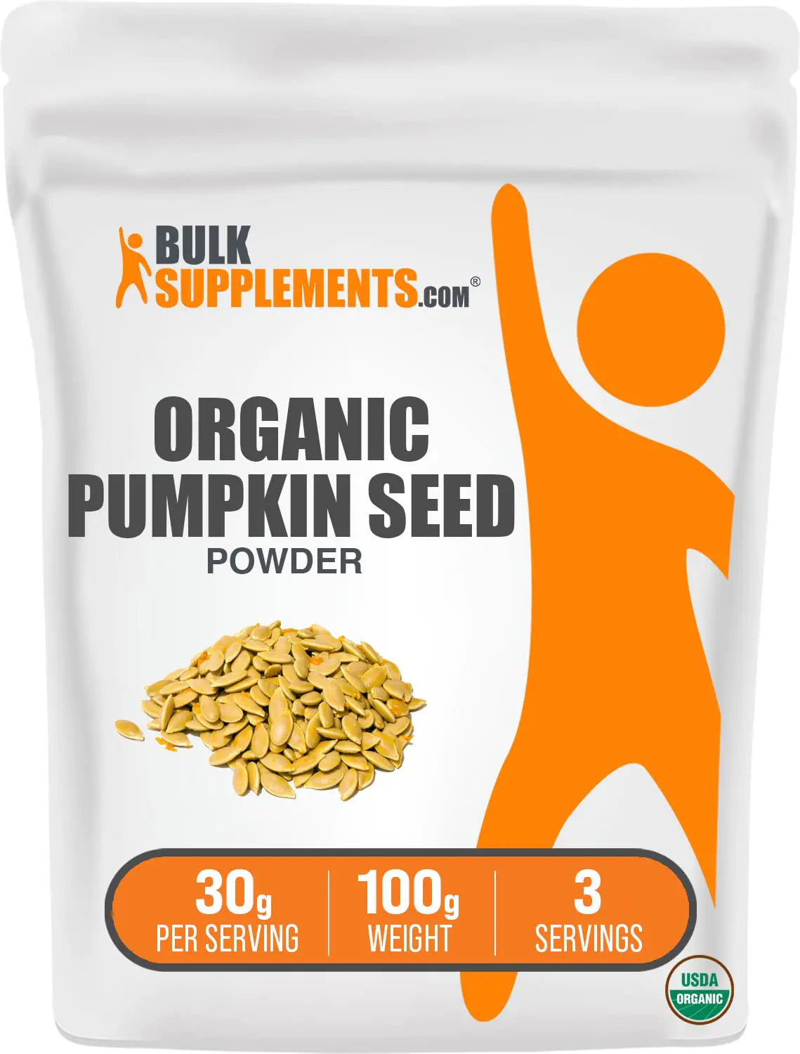 BulkSupplements.com Organic Pumpkin Seed Powder - Pumpkin Supplement from Organic Pumpkin Seeds Pumpkin Powder - Vegan & Gluten Free 30g per Serving 100g (3.5 oz) (Pack of 1)