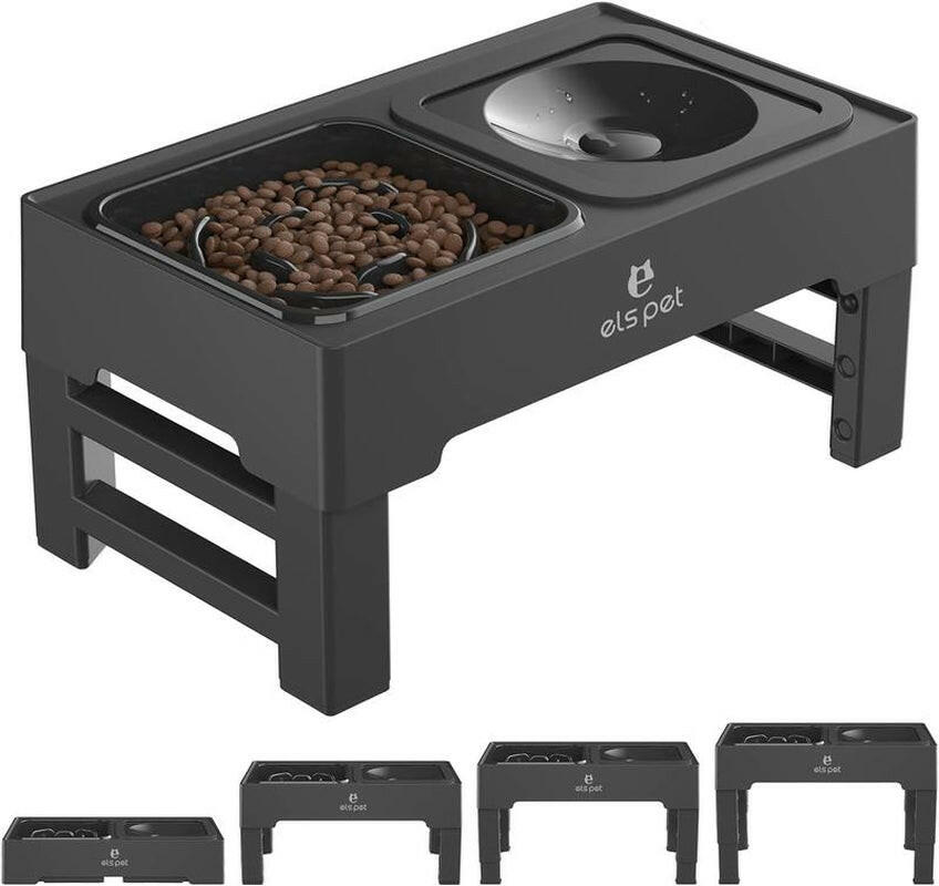 ELS PET Elevated Dog Bowls, Adjustable Raised Dog Bowls