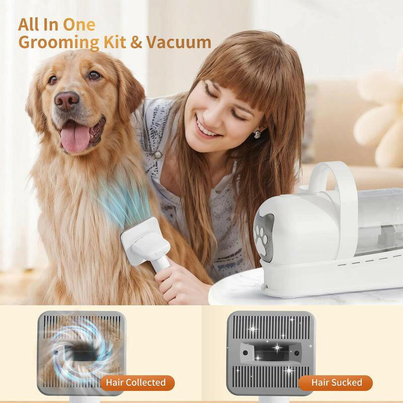 7-In-1 Pet Grooming Kit with Vacuum Function for Dogs Cats Low Noise Design Includes 6 Guide Combs for Precise Trimming