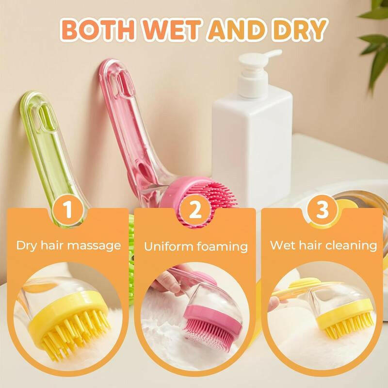 Pet Bath Brush 2 in 1 Dog Bath Brush with Built-In Shampoo Dispenser Multi-Functional Dog Bath Brush for Long & Short Haired Dogs Cats Shower