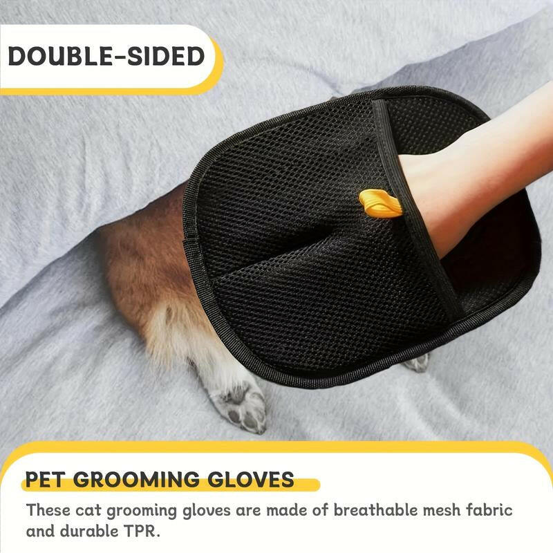 Gloves for Removing Pet Hair and Fluff - Featuring a Dual Brush Design, Specifically Designed for Cleaning Cat Hair, Reusable, Enhancing Comfort and Cleanliness in Your Home