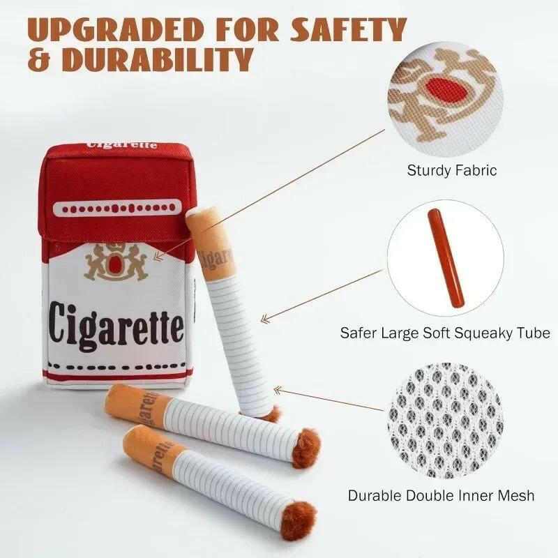 Fun Plush Interactive Cigarette Dog Toy - Chew-Friendly, Giggle Gift Box for Playful Dogs!