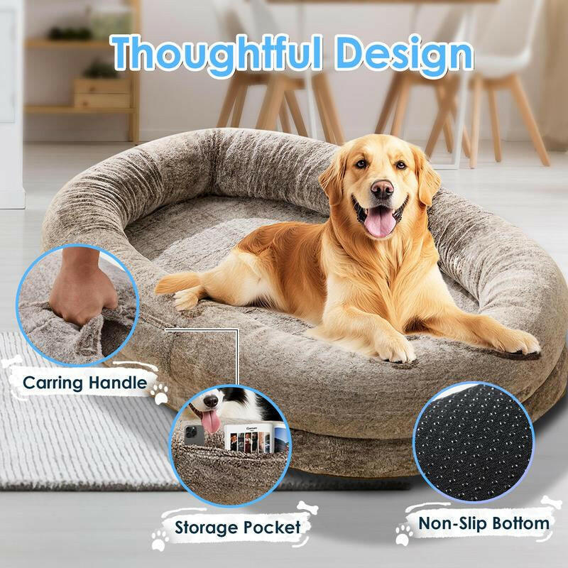 Extra Large Human Dog Bed for Adults & Pets – Cozy Faux Fur Lounger with Pillow & Blanket, Washable Orthopedic Sofa for Deep Sleep & Relaxation – Perfect Gift for Pet Lovers Tictok Shop Contemporary Easy Care Greensboro Furniture