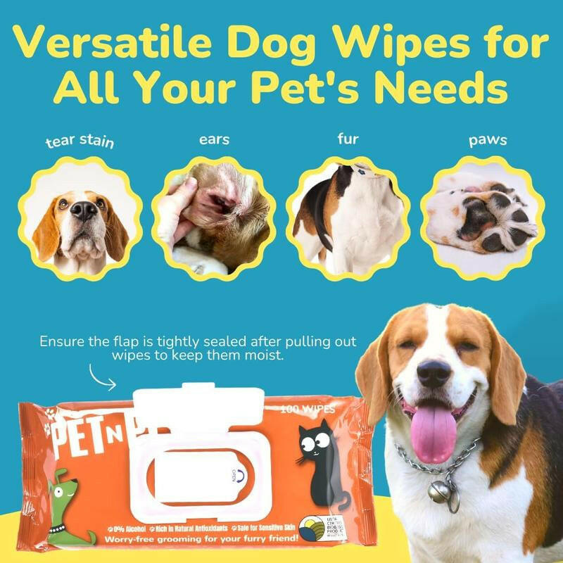 Pet N Pet 720 Count Unscented Dog Poop Bags, 38% Plant-Based & 62% PE + 100% Plant-Based Hypoallergenic Dog Wipes, 100 Count