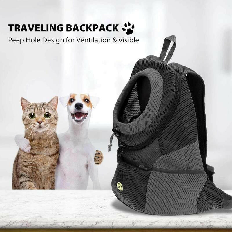 Pet Dog Carrier Backpack, Adjustable Breathable Dog Carrying Backpack with Safety Straps for Hiking, Dog & Cat Accessories for Hiking Camping Travel