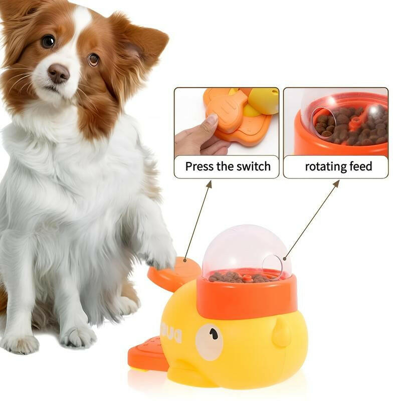 Interactive Duck-Shaped Pet Feeder Toy for Dogs & Cats - Durable Plastic Puzzle Feeder with Orange Beak Foot Design, Battery-Free