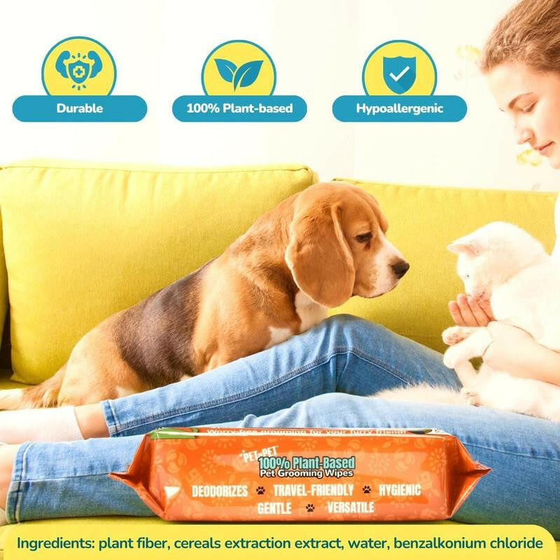 Pet N Pet 720 Count Unscented Dog Poop Bags, 38% Plant-Based & 62% PE + 100% Plant-Based Hypoallergenic Dog Wipes, 100 Count